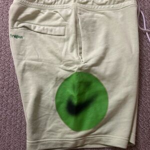 Nike Men's Cream and Green Athletic Shorts